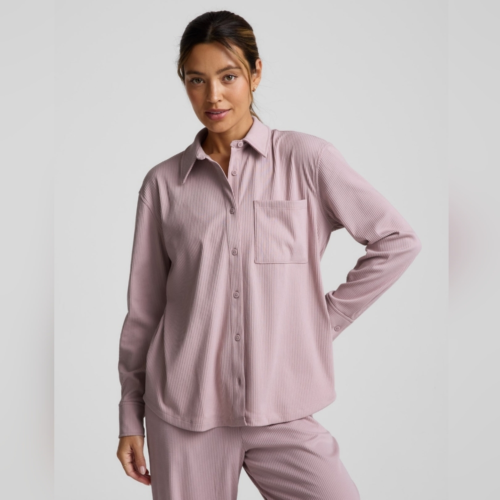 Beyond Yoga Breathe Easy Comfort Cord Button Up